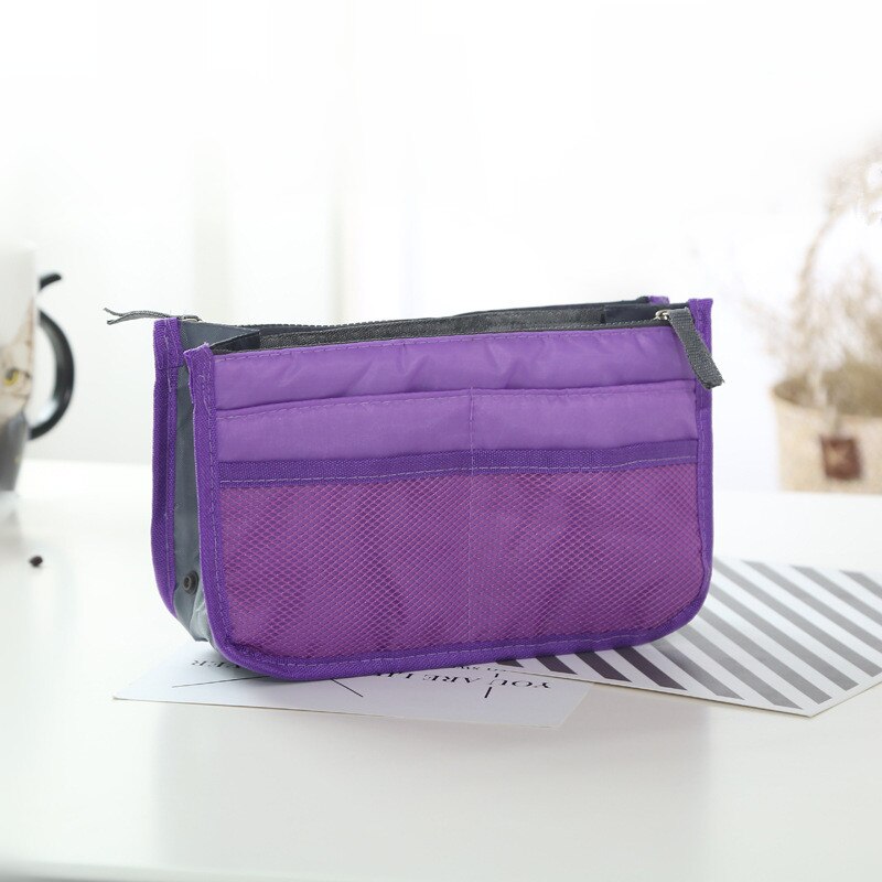 Bolsas de viaje multifuncionales de lona, bolsas de almacenamiento para cosméticos, bolsas de organizador informal para hombre y mujer: Purple