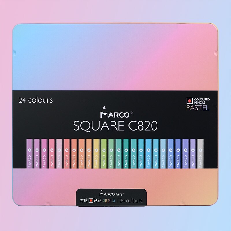 Marco Pastel Kleur Potloden Vierkante Vorm 12/24 Andstal Kleuren Potlood Lapis De Cor Professionele Gekleurde Potloden Voor School: 24 Pastel Colors