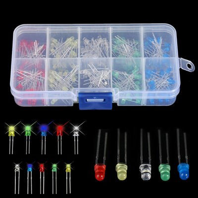 Diodos emisores de luz, componentes electrónicos de 5 colores, 3mm LED / 5mm LED de colores surtidos, caja de juego de diodos emisores de luz LED DIY: Type1  150pcs