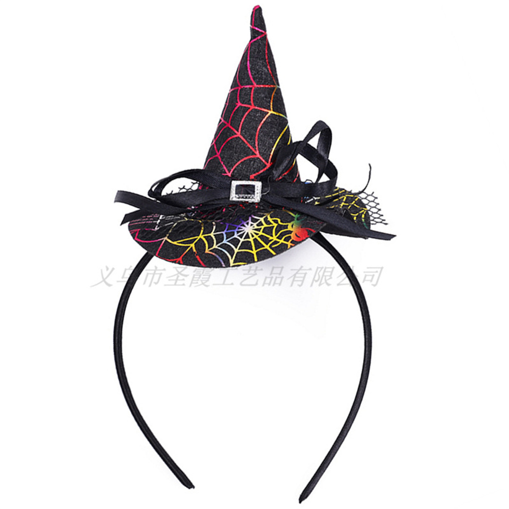 Mini sombrero de bruja puntiagudo, diademas con forma de Calavera, telaraña, calabaza, aros para el cabello para niños y niñas, diademas de Halloween, decoración de Cosplay