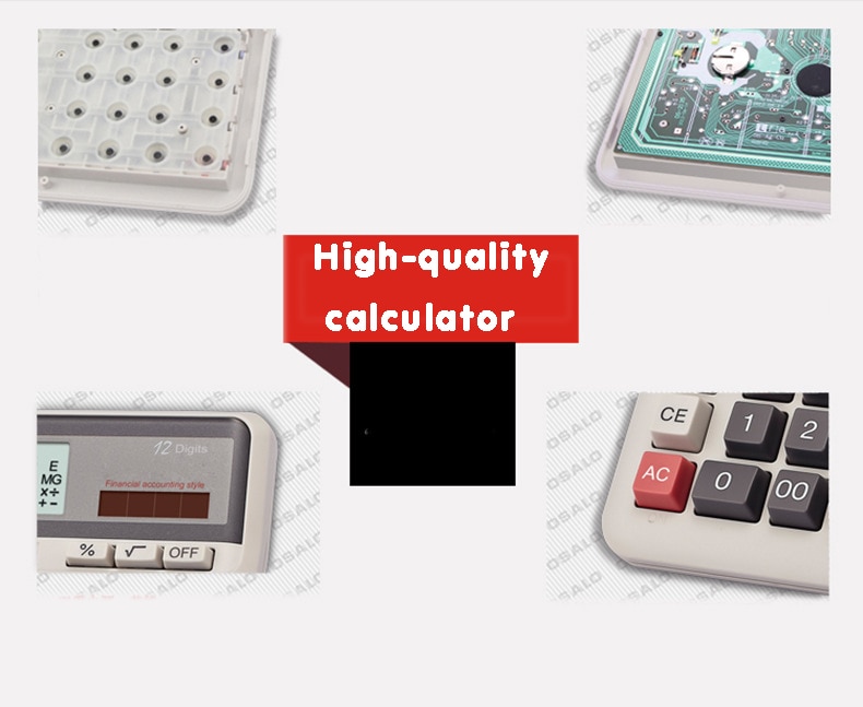 Calculator Desktop Environmental Protection Abs Plastic Solar Dual Power 12 Digit Color Os-9812vc Large Screen Display Computer