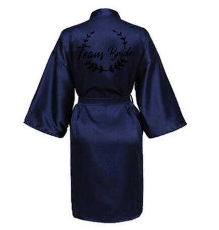Hochzeit Party Team Braut Kleid mit Schwarz Briefe Kimono Satin- Pyjama Brautjungfer Bademantel SP021: XXL / Grau