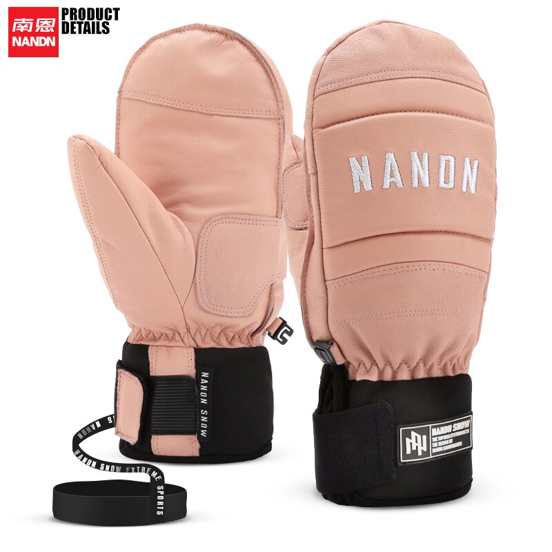 NANDN guantes de esquí cuero invierno cálido a prueba de viento Snowboard