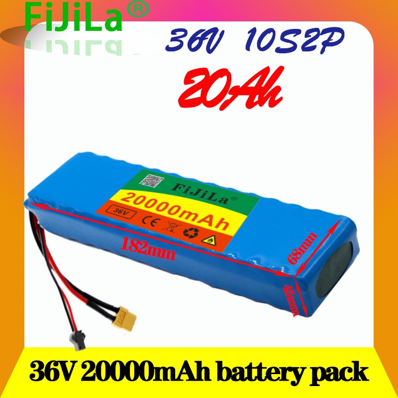 36V 20Ah 18650 lithium battery pack 10S2P 250-500W High Power ebike Battery 20000mAh 42V Electric bicycle Scooter motor with BMS