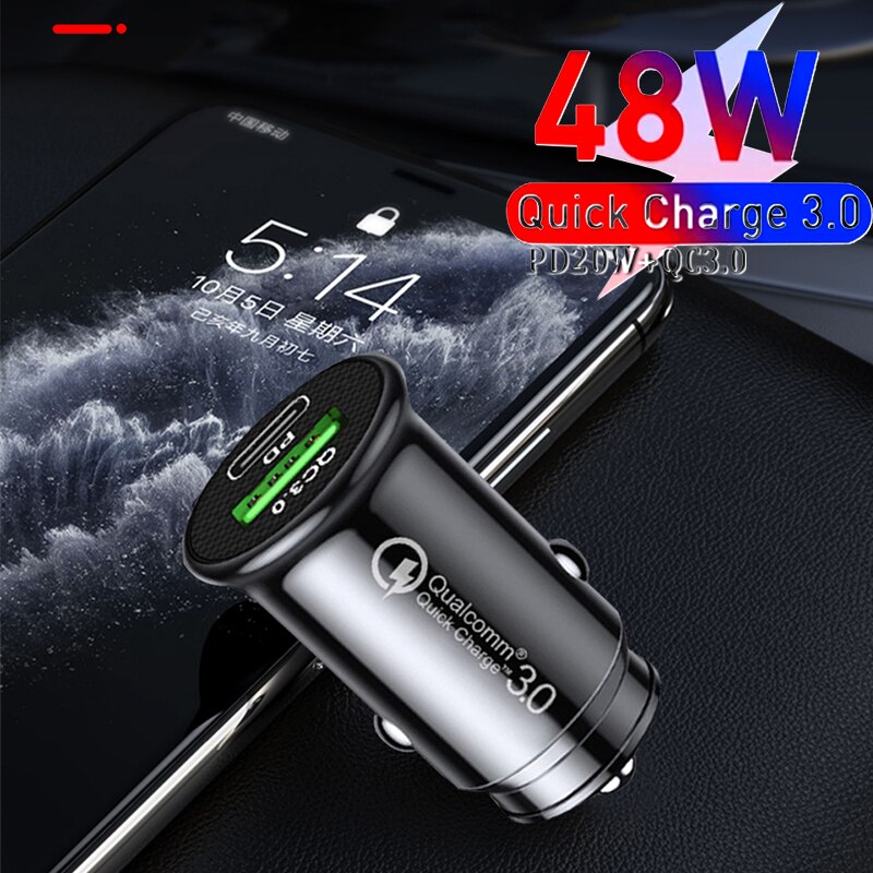48W QC PD 3.0 szybka ładowarka samochodowa dla iPhone 12 11 Pro Max Mini Xiaomi Huawei Samsung S10 9 szybkie ładowanie typu C USB