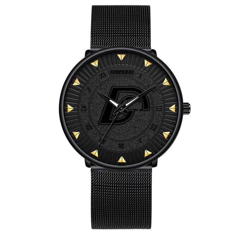 Minimalistische Mannen Mode Ultra Dunne Horloges Eenvoudige Mannen Business Roestvrijstalen Gaas Riem Quartz Horloge Relogio Masculino: M Black Black