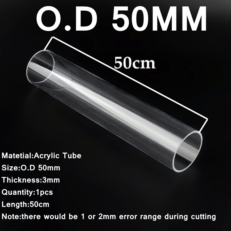 1pc 50cm Länge O.D 50-110mm Acryl Klar Rohr Aquarium Aquarium Liefert Hydrokultur Bewässerung garten Plexiglas Rohr Kanüle: grau