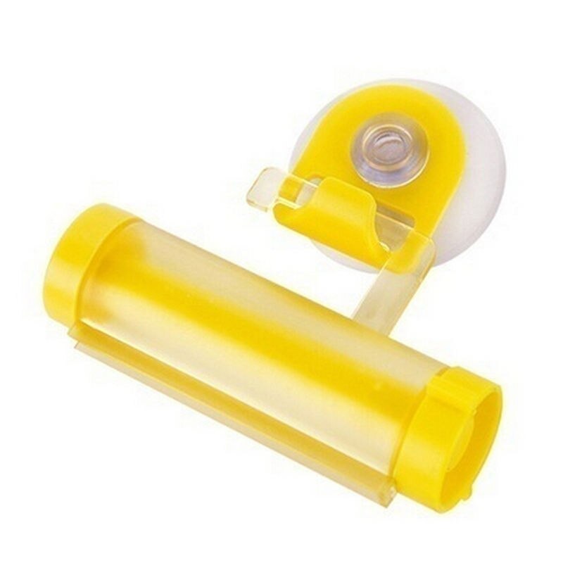 5 Colors Rolling Squeezer Toothpaste Dispenser Tube Partner Sucker Hanging Holde distributeur dentifrice 1 PCS: yellow