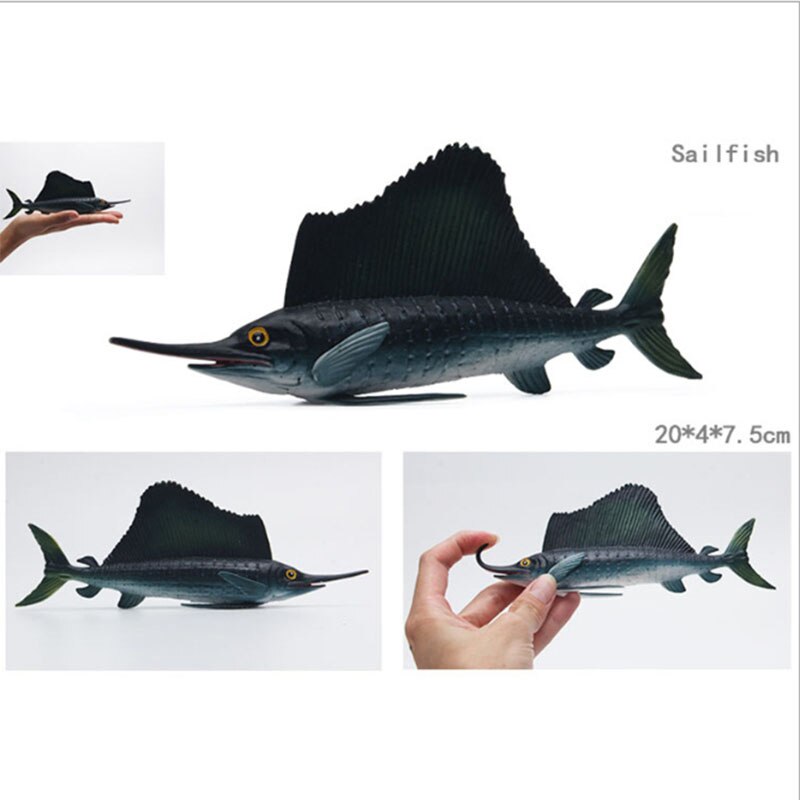 Educational toys for children simulated animal ocean great white shark seabed creatures girls toys for kids school learning: Sailfish