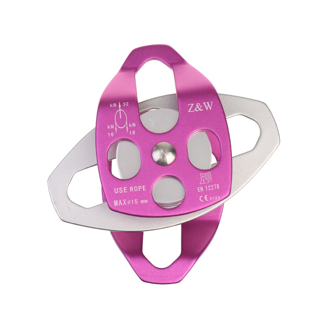 Safety 32KN/7000Lb Large Aluminum Alloy Twin Sheave Pulley for 16mm Rope Climbing Arborist Rigging Rescue Rope Pulley Equipment