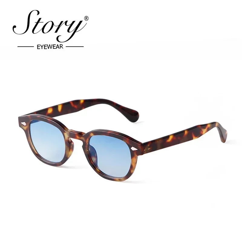 HISTORIA Vintage remache carey gafas de sol redondas mujeres hombres 2022 de Retro amarillo azul lente gafas de sol cuadradas S22728