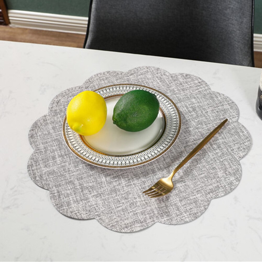 4 Stuks Warmte-isolatie Non Slip Moderne Pu Lederen Servies Waterdichte Placemats Eetkamer Ronde Wasbare Thuis Placemats