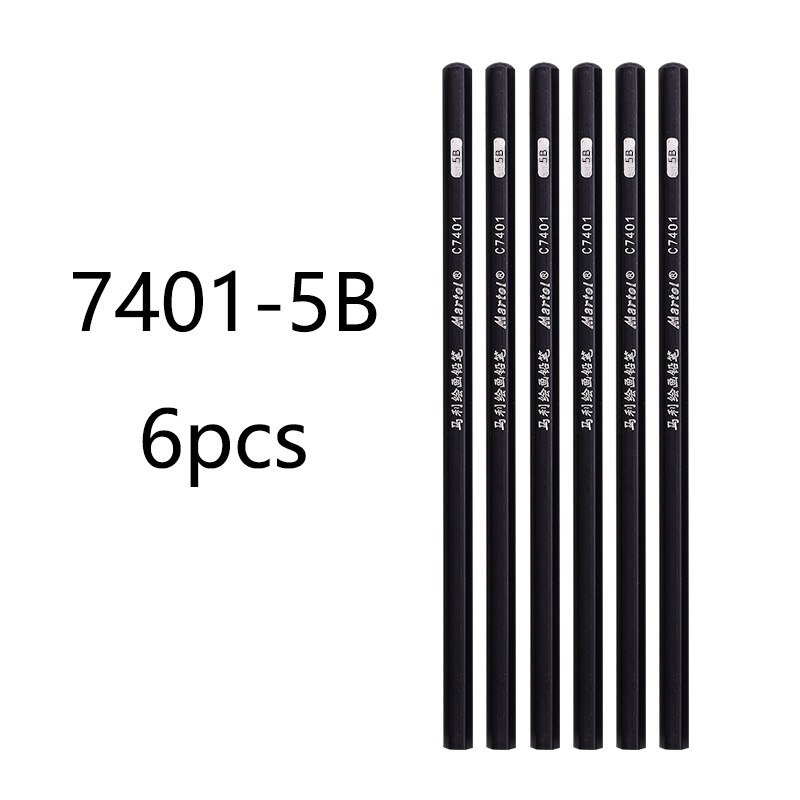 6/3 pcs Drawing Charcoal Pencil Painting 2H-8B 10B 12B Lead Level Honed 14B for Beginners Soft Neutral Hard: 6 pcs 7401-5B