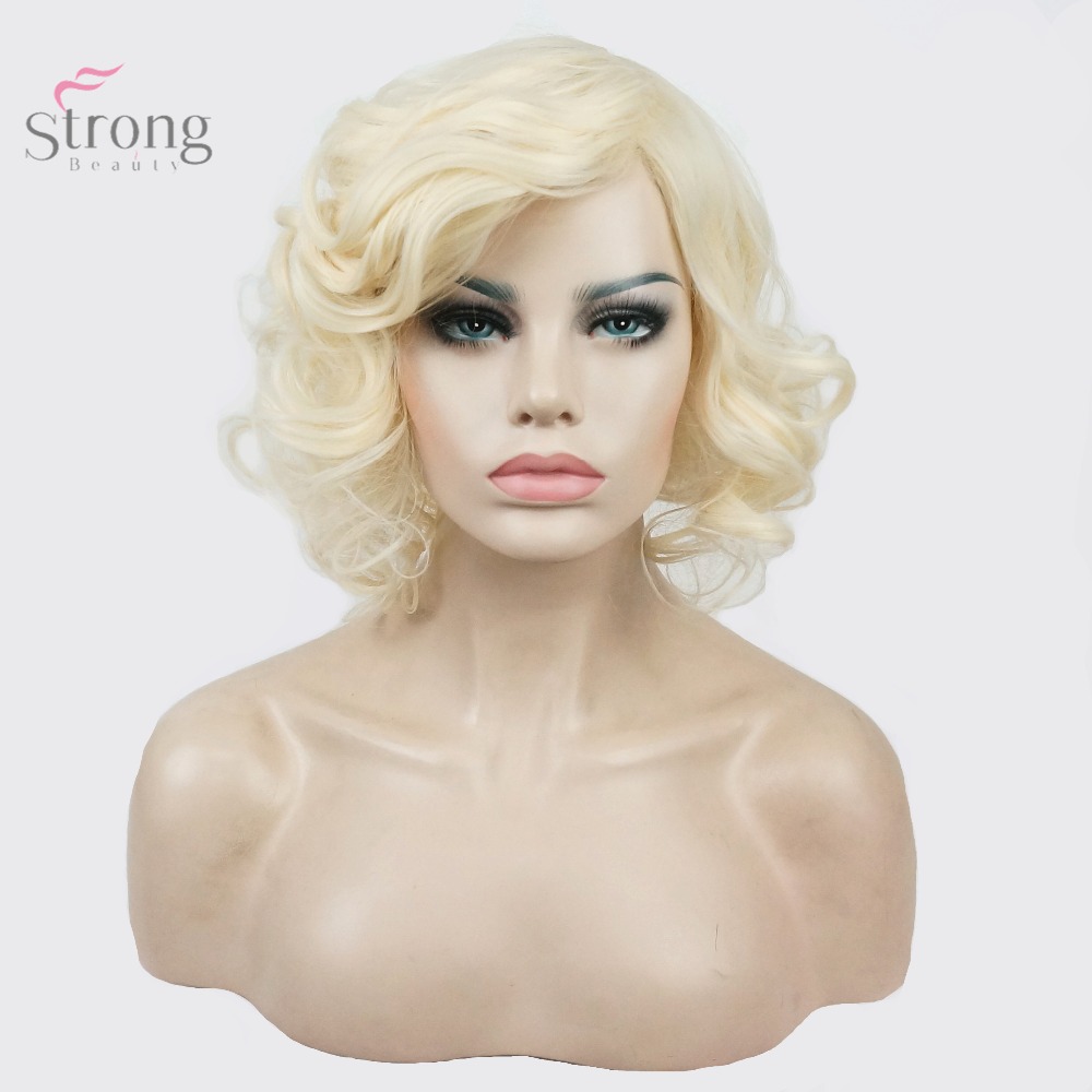 StrongBeauty vrouwen Pruik Blonde Korte Krullend Haar Synthetische Volledige Pruiken