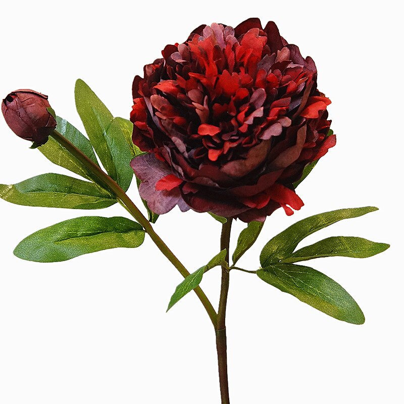 Luksus versailles palace pæon kunstige blomster gren med blade silke pæoner blomster kunstige hjem bryllup dekoration: B