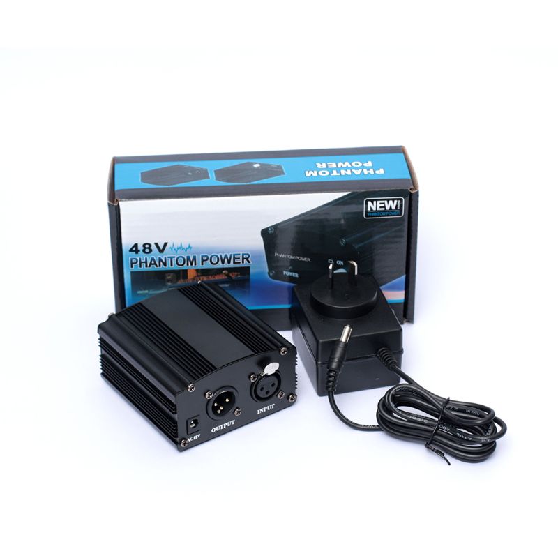 48V Phantom Power Supply with Adapter AU US EU Plug for Condenser Karaoke Mic