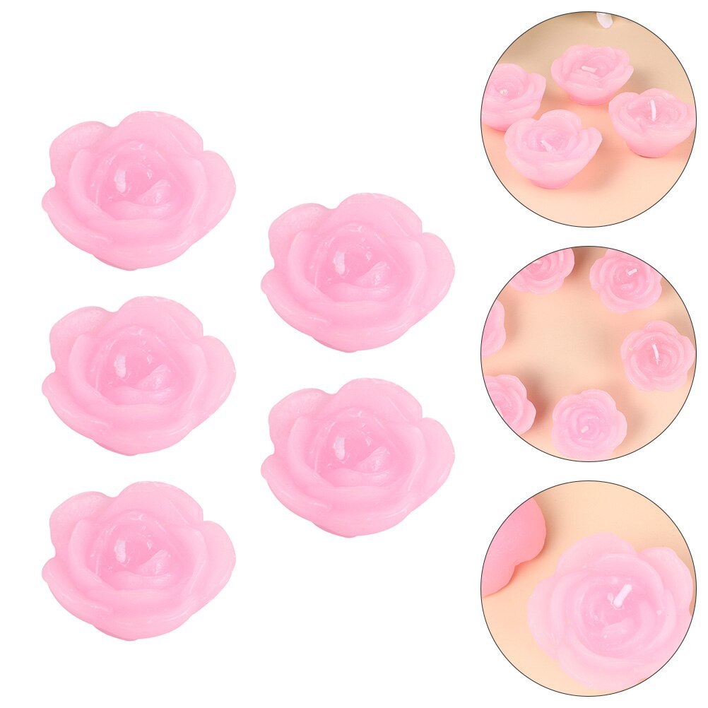 5Pcs Candles Decorative Romantic Flower Candles Rose Candles Floating Candles for Party