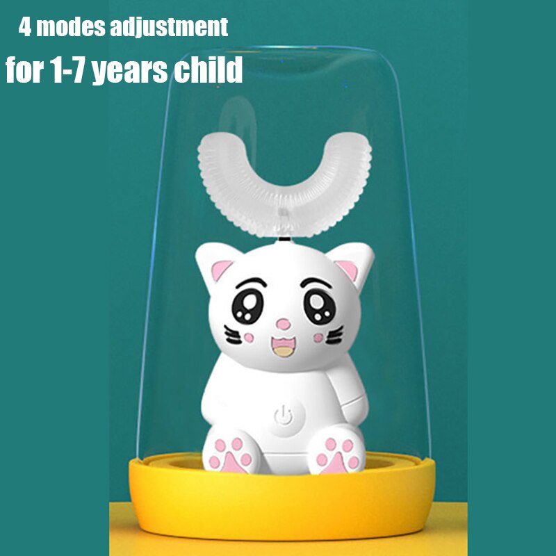 Smart U-Shaped Electric Toothbrush Kids Silicon Automatic Ultrasonic Teeth Tooth Brush Cartoon Pattern Children 360 Degrees Home: Uxingyashua-08