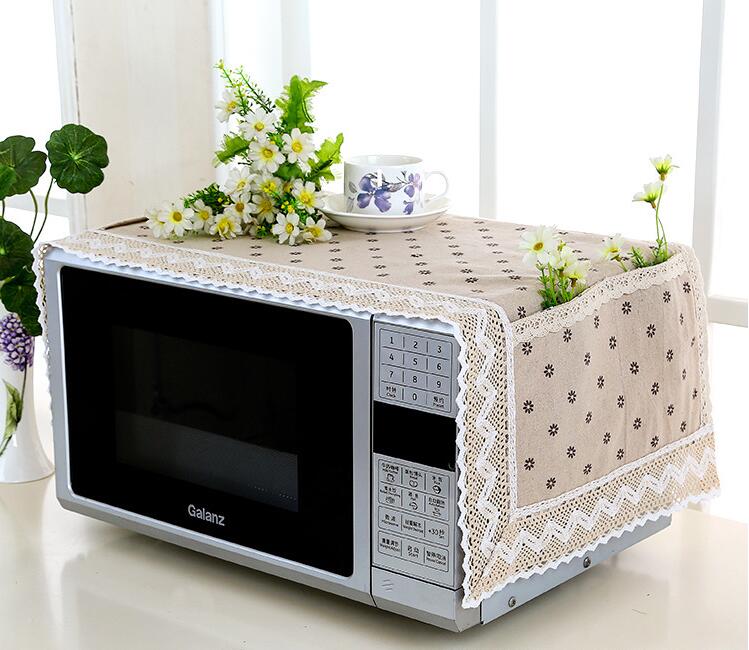 Superior cotton linen Dust Cover Microwave Cover Microwave Oven Hood Microwave Towel With Storage Bag: NO.4