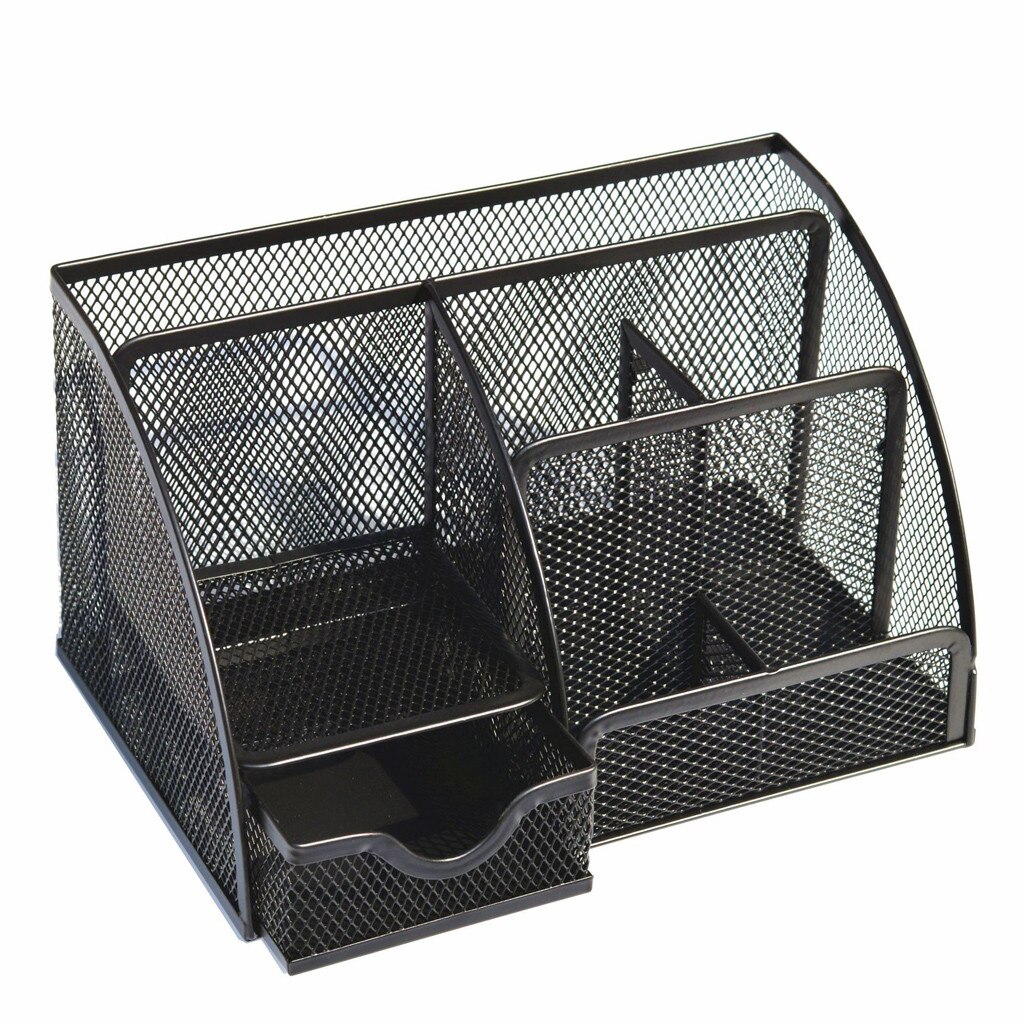 Bureau Organizer Met 6 Vakken Lade | De Mesh Collection Black Desktop Opslag Bureau Organizer 16
