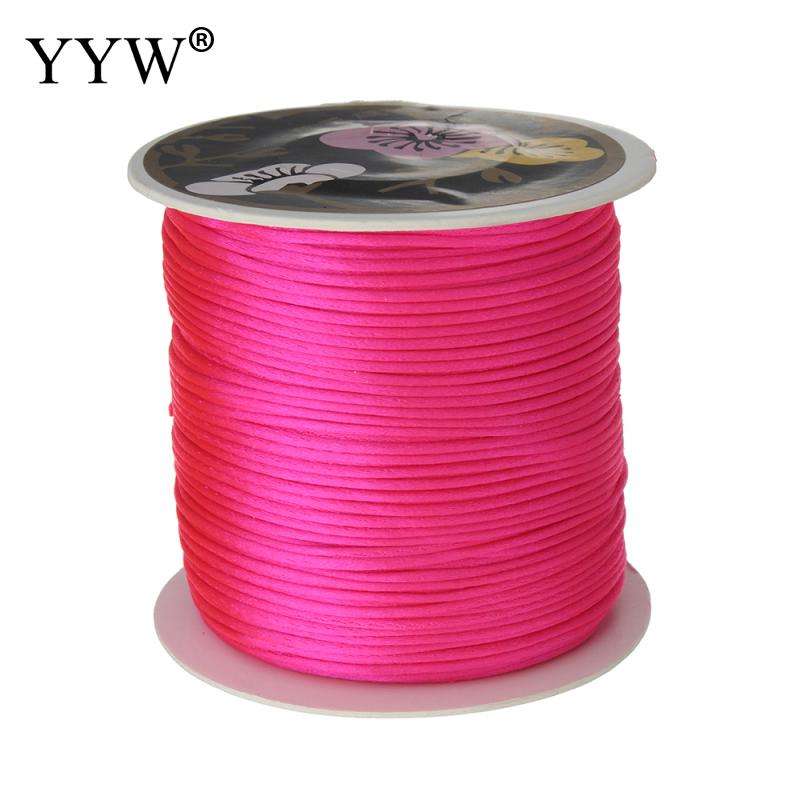 70 m/PC 1mm bobine de Nylon mélange couleur noir chinois Satin soie noeud macramé cordon perles européen tressé fil: bright rosy red