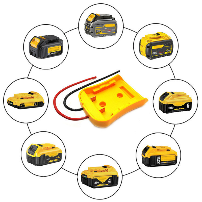 Battery Adapter for Dewalt 18V 20V MAX Battery Dock Holder Power Mount Connector with 12 AWG Home Power Tools Yellow/black