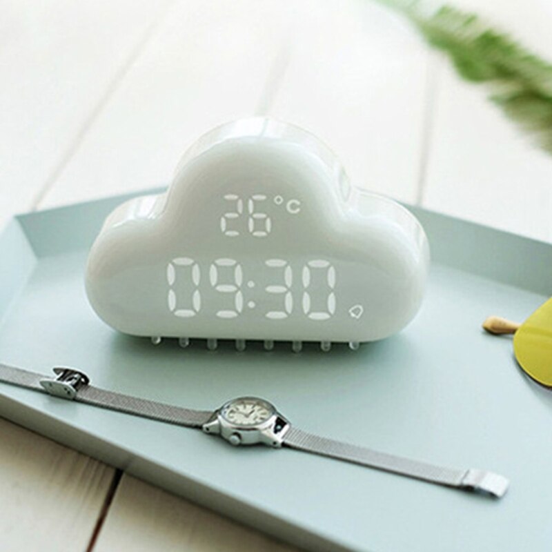 Réveil magnétique en forme de nuage, horloge multifonctionnelle avec aimant puissant, affiche l&#39;heure à LED