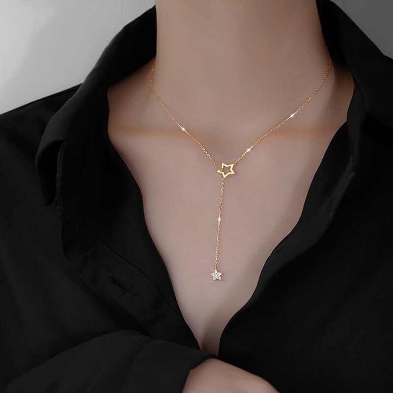 Trendy Shiny Star Choker Charm Kettingen Sieraden Sleutelbeen Keten Kettingen Voor Vrouwen Bruiloft