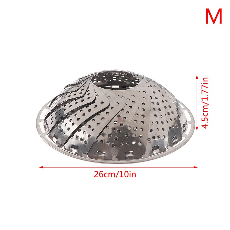 Cesta de vapor para comida al vapor, máquina para cocinar verduras, vaporera extensible, herramienta de cocina de acero inoxidable: M