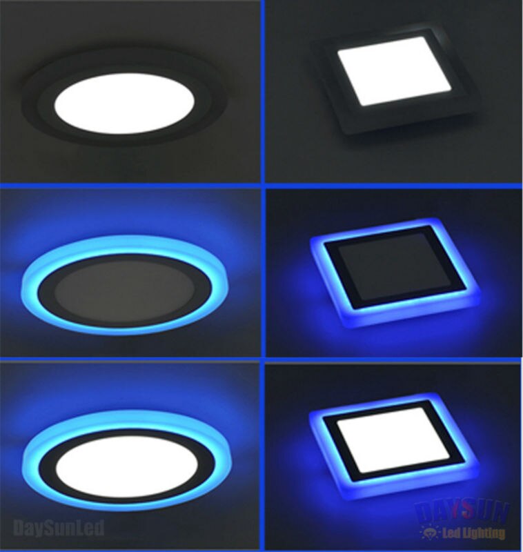 Ultratynt ledet downlight 6w 9w 16w 24w ledet-lampe med til farger  ac85-265v innfelte taklamper hvit + blå
