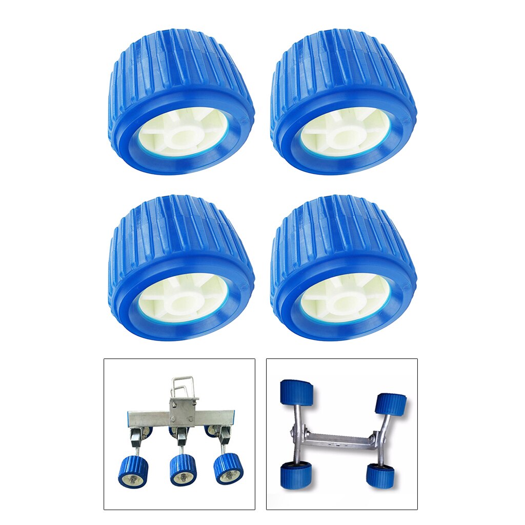 4PCS Boat Trailer Roller Inflatable Ribbed Wobble Roller Kit 110x75x19mm