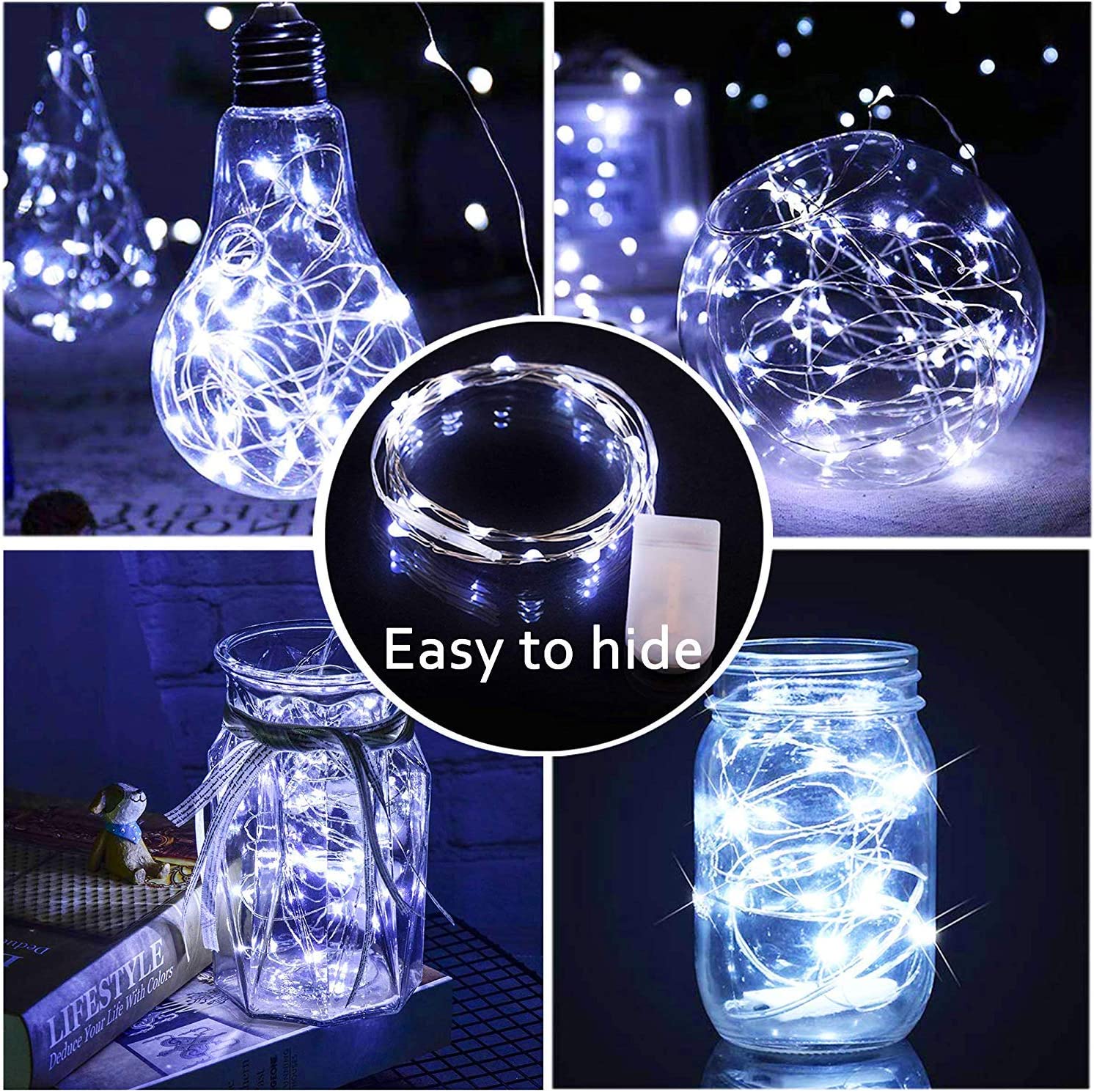 20 40Leds Kerstverlichting Battery Operated Koperdraad Led String Lights Waterdicht Voor Diy Bruiloft Slaapkamer Kerst Decor
