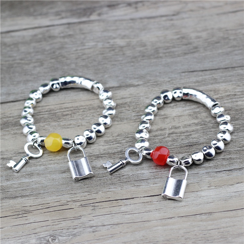 Anslow vintage smykker diy lås og nøgle elsker zink legering søde romantiske trendy armbånd & amp; armringe ven lav 0829lb