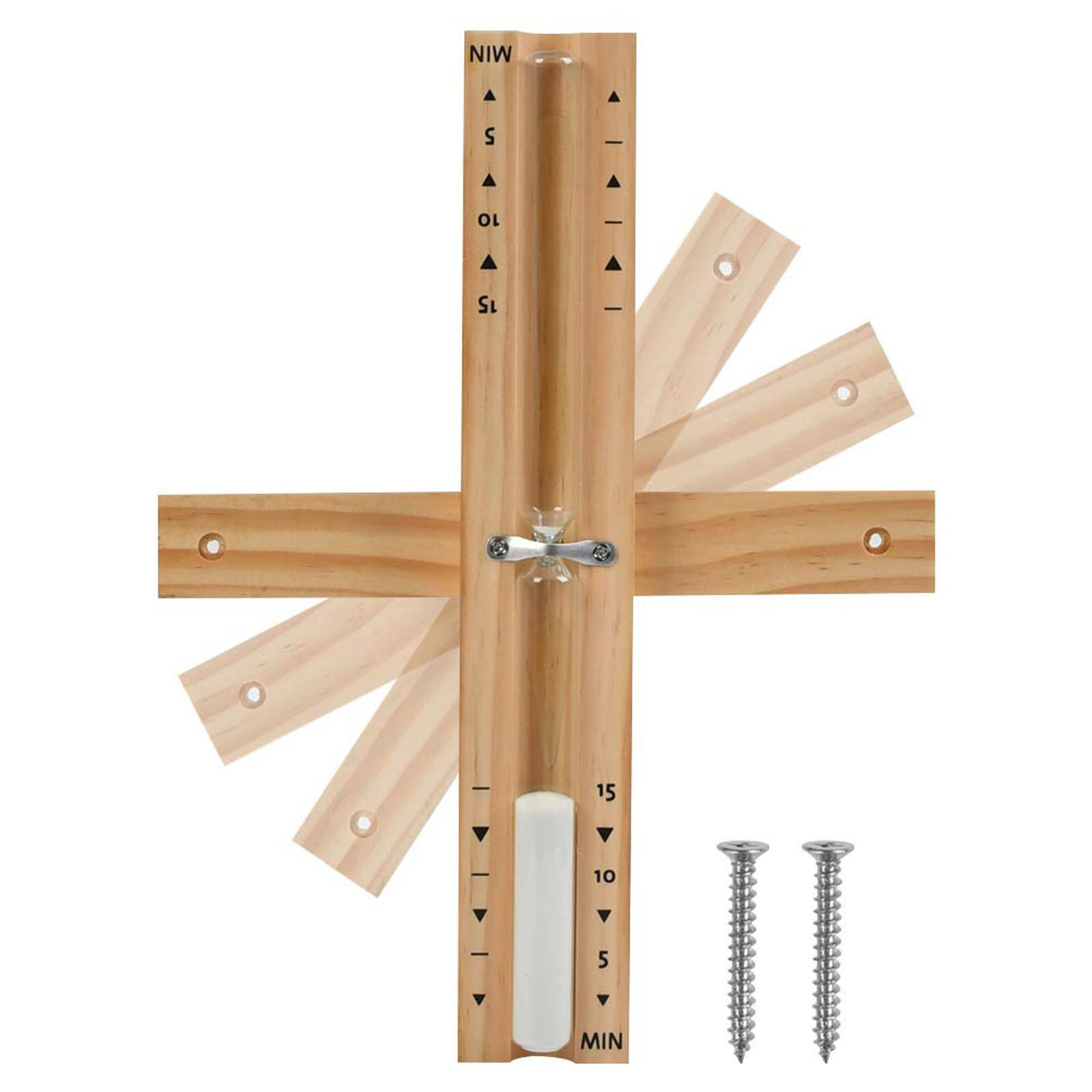 Wall Mounted Sauna Timer Sandglass 15 Minutes Wooden White Sand Hourglass