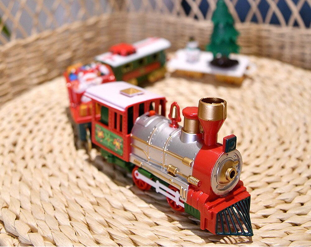 Lichten En Geluiden Kerst Trein Set Railway Tracks Speelgoed Xmas Trein Elektrische Spoorweg Trein Set W/Locomotief Motor auto #