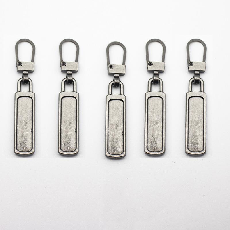 5pcs Detachable Metal Zipper Puller Universal Instant Repair Kit Zipper Sliders Head Repair Kit For Clothing Jacket Sewing Tools: antique silver