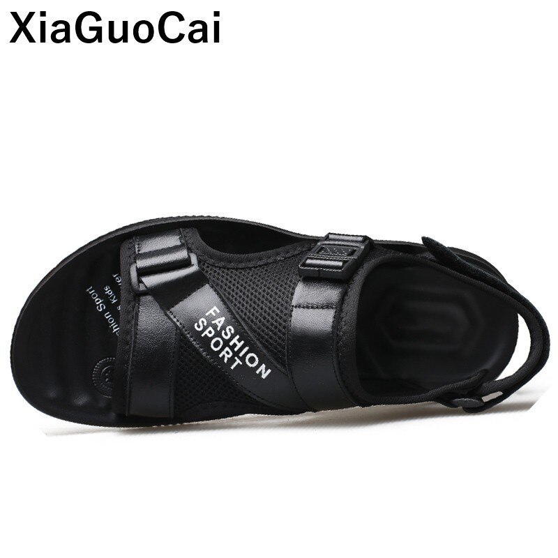 Summer Men Sandals Mesh Beach Shoes Breathable Soft Casual Male Flats Buckle Strap Leisure Footwear