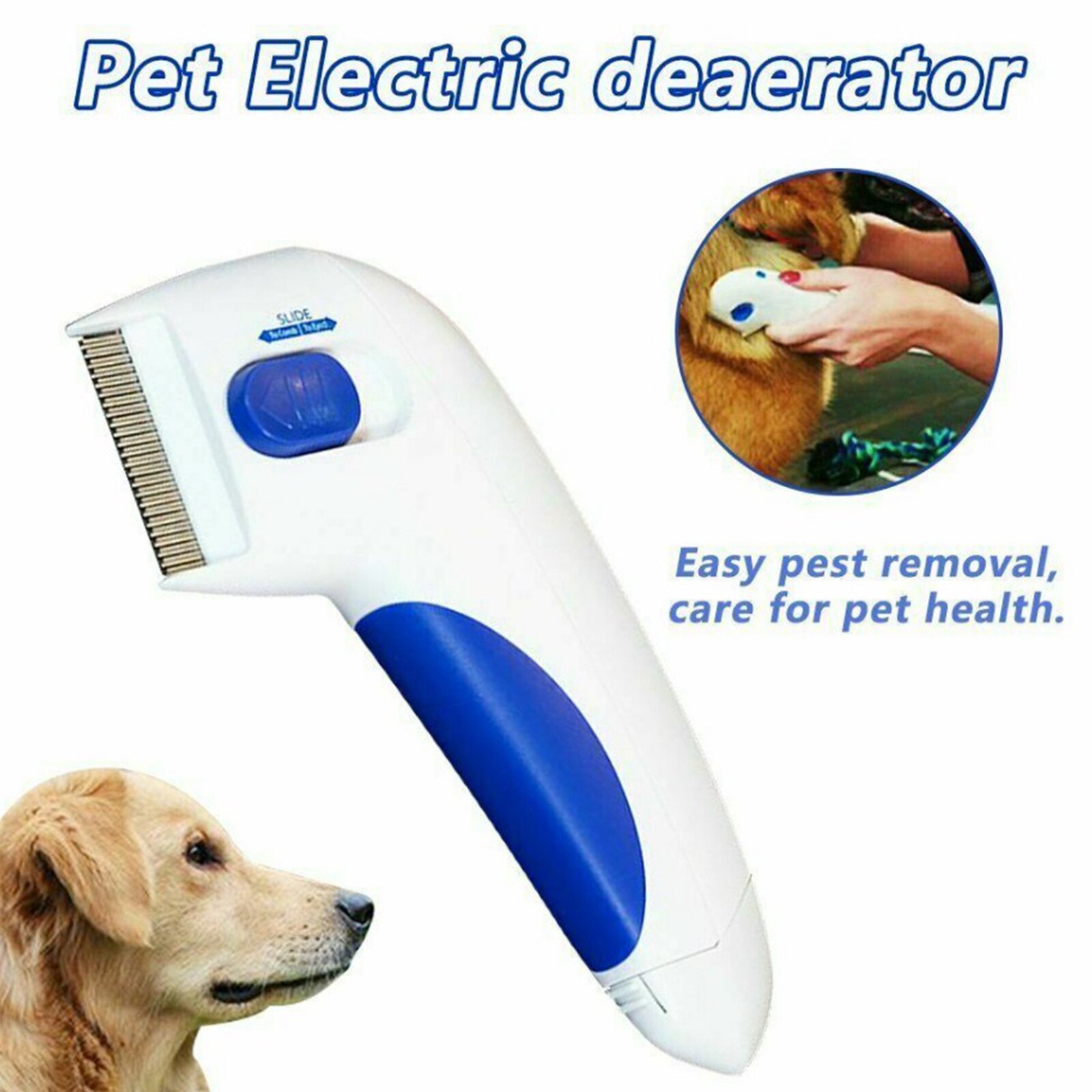 Electric Flea Comb for Dogs & Cats Pet Brush Anti Tick Control
