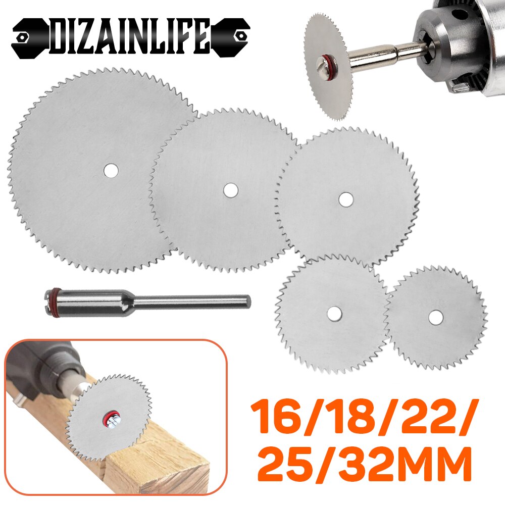 Stainless Steel Slice Metal Mini Circular Saw Blade Set with Mandrel Wood Cutting Disc for Dremel Rotary Tools Wood Cutter Wheel