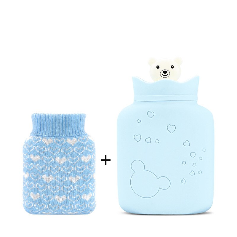 Bolsa de agua para calentador de manos, termo de silicona para microondas, cuello de pie para niños, LX-02 de refrigeración para congelador de calefacción al aire libre: Azul