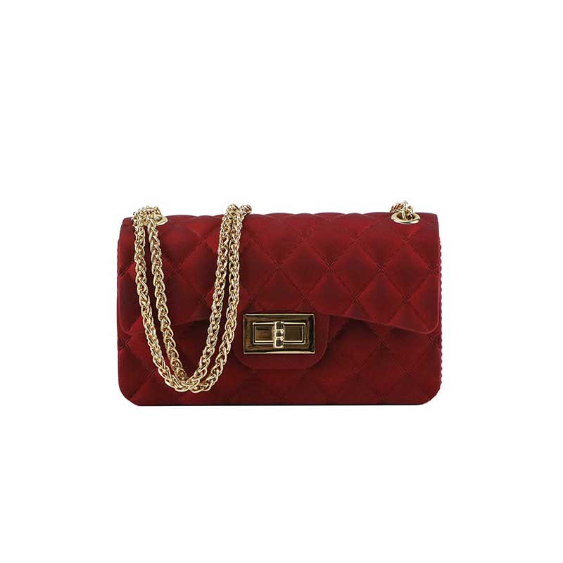 Color bag mini sweet wind mill sand jelly bag ling coloured drawing or pattern plaid one shoulder chain worn handbag: Wine small