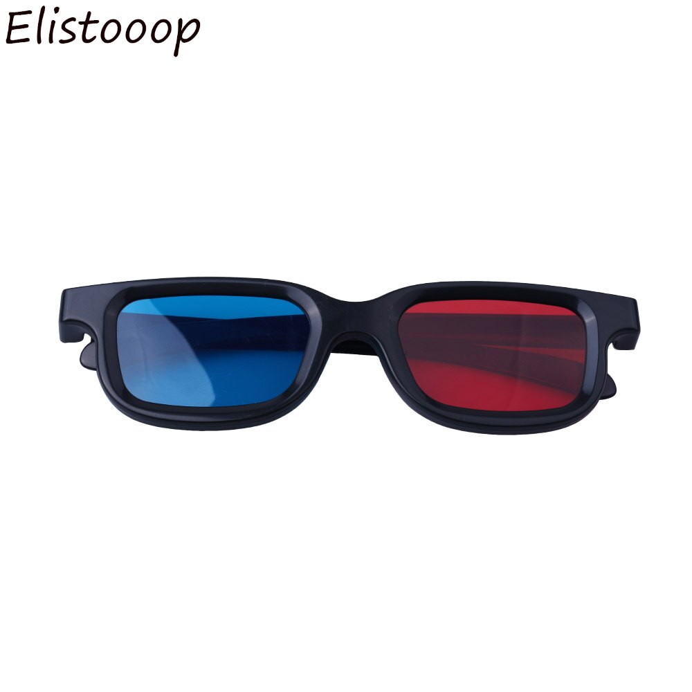 Elistooop Universele 3D Bril Zwart Frame Rood Blauw Cyaan Anaglyph 3D Glazen 0.2mm Voor Movie Game DVD