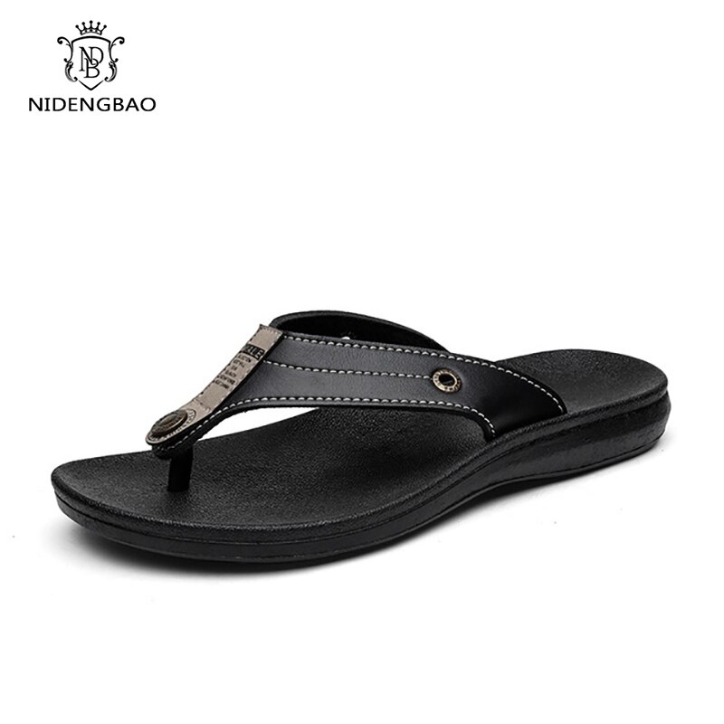 Sommar herr flip flops tofflor mikrofiber läder herr skor utomhus strand rutschbanor herr tofflor storlek 39-45