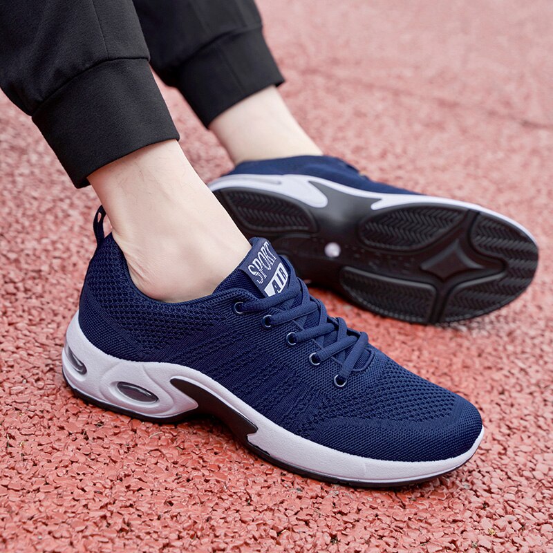Pas cher Chaussures de Tennis pour hommes formateurs noir gris maille baskets Tenis Hombre hommes Chaussures de sport coussin Chaussures Homme