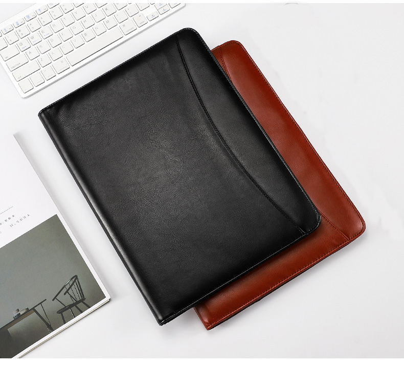 A4 Leather Expanding File Folder Office Business Document Organizer Holder Padfolio Brief Case Portfolio With Ipad Zipper Bag