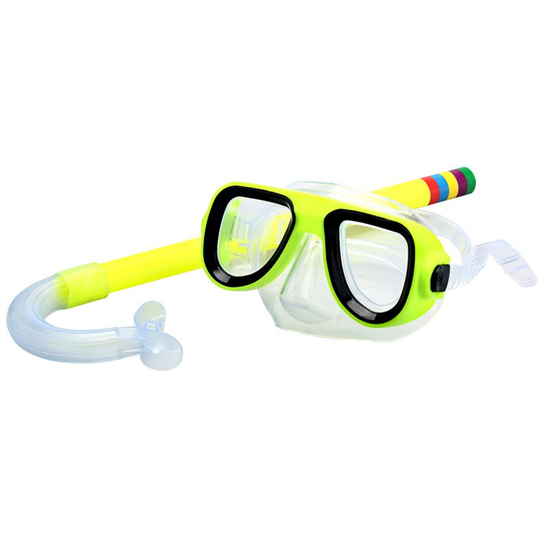 Kid Children Diving Snorkeling Mask Swimming Scuba Total Dry Snorkel and Mask Glass Lens PVC 4 Color Diving Glasses: Fluorescence-04