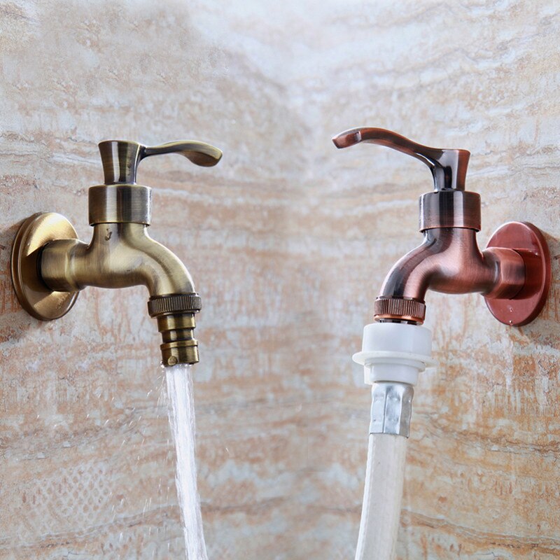 Antieke Gesneden Muur Mount Zinklegering Antiek Brons Bibcock Waterbesparende Decoratieve Outdoor Tuin Mop Kranen Torneira Parede