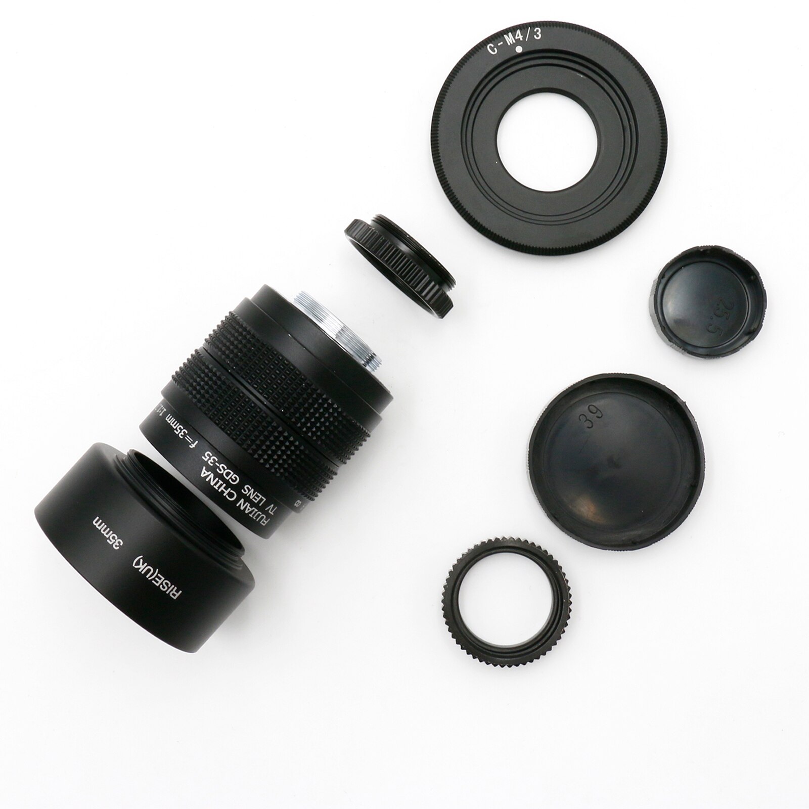 Objectif de vidéosurveillance 35mm f/1.7 + bague d&#39;adaptation + 2 anneaux Macro + pare-soleil pour appareil photo sans miroir, anason/O, lymphus Micro4/3 M4/3