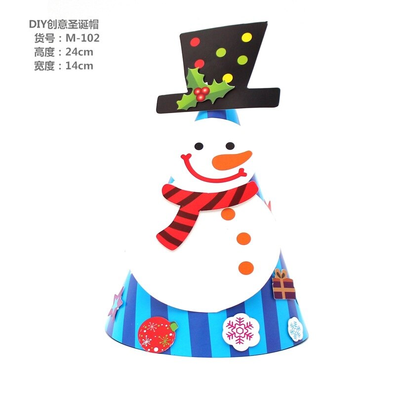 Stijl Papier Kerstmuts Party Accessoires Kinderen Kleuterschool Handgemaakte Lijm Diy Christmas: Paper Hat Snowman