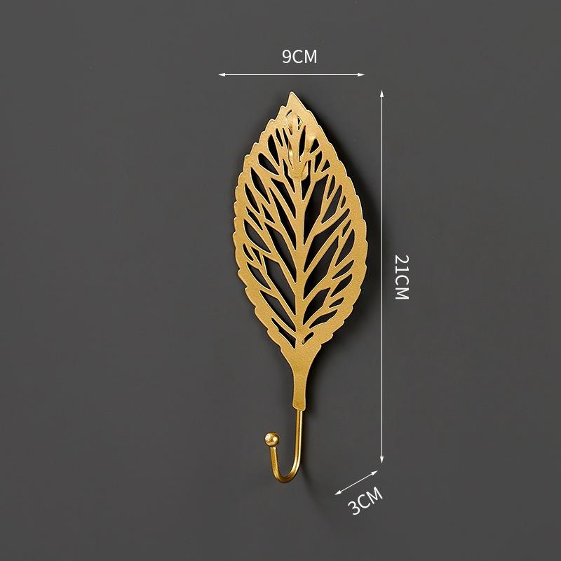 Gold Leaf Shape Hanging hooks Punch-Free Wall Hanger Hanging Storage Rack For Towel Cloth Self Adhesive Household Organizer: D